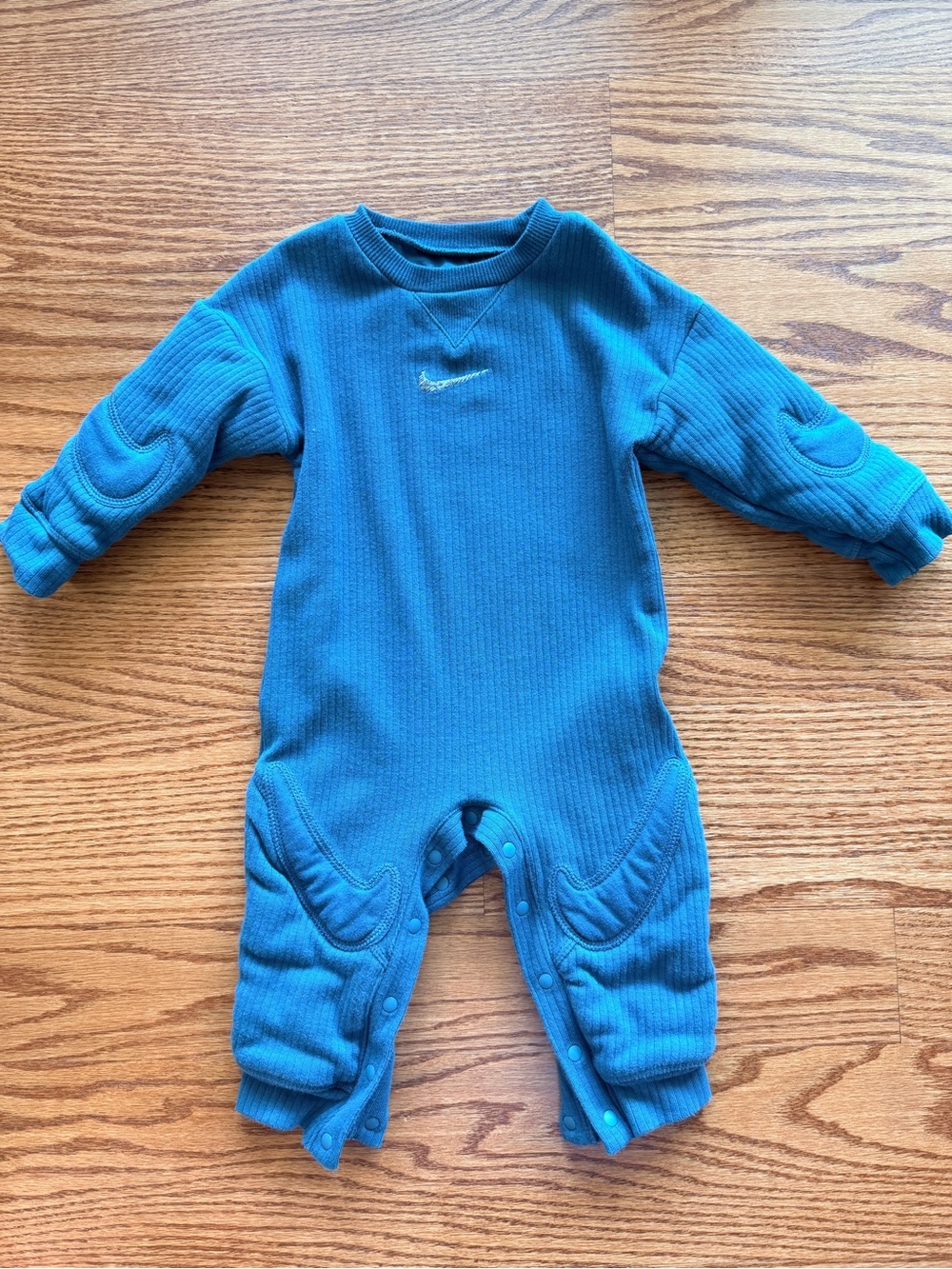 Nike Blue/Green Ribbed Baby One-Piece Bodysuit - 12 Month